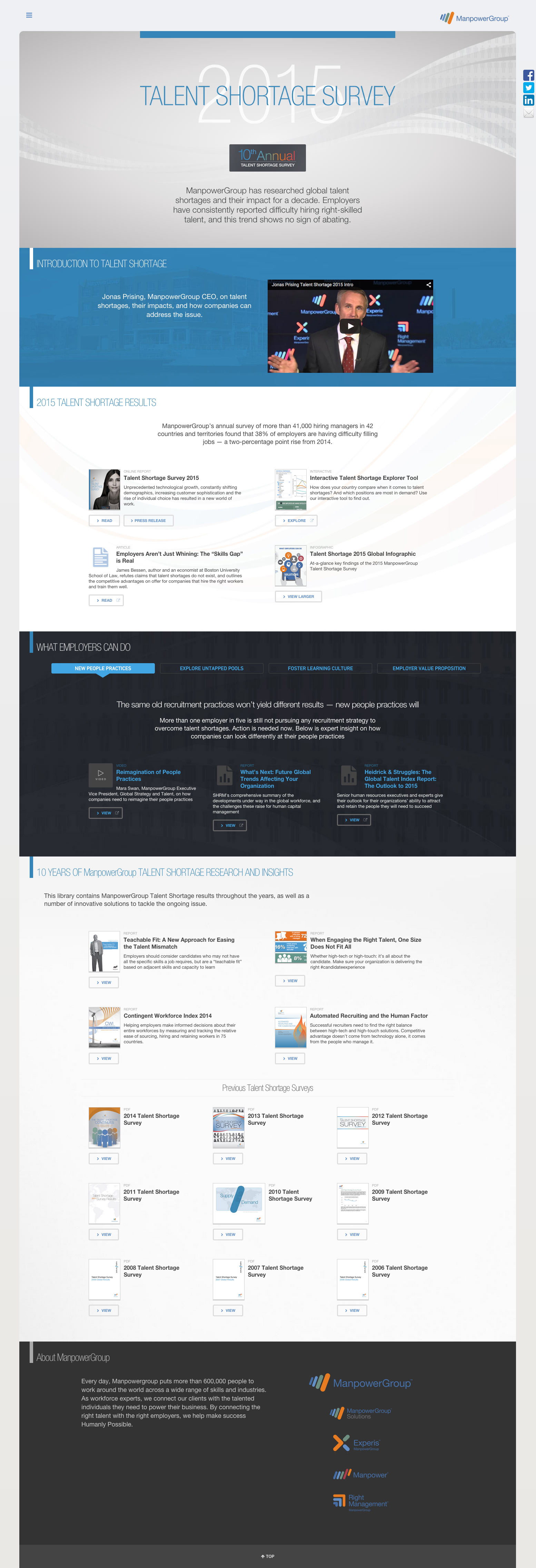 Screenshot of the ManpowerGroup Talent Short 2015 site