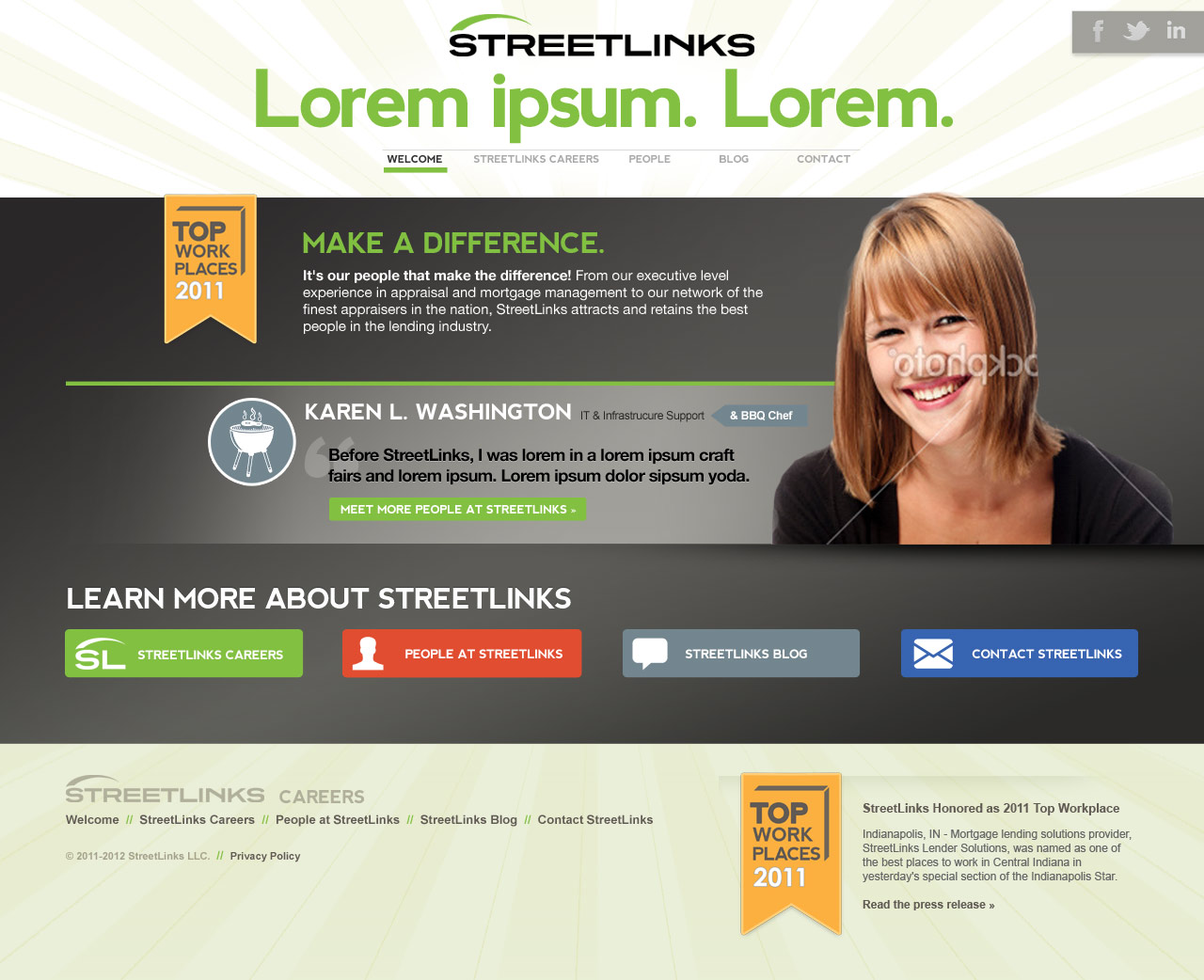 Screenshot of a Streetlinks site from dev